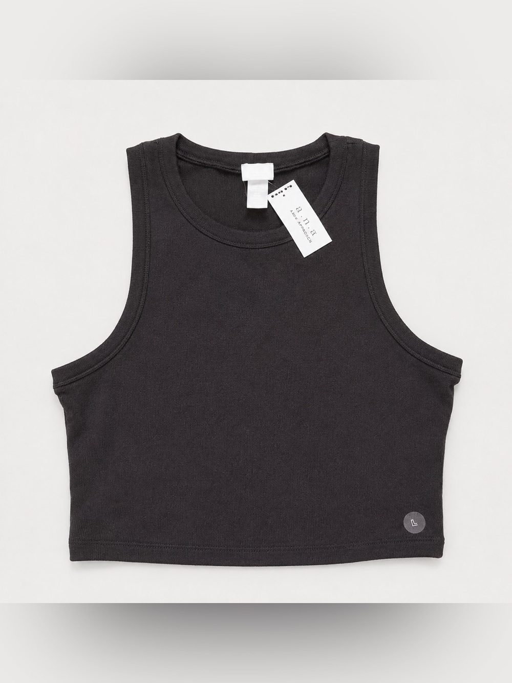 🖤 Tillys Black High-Neck Ribbed Crop Tank Top – Size L – NWT #1124